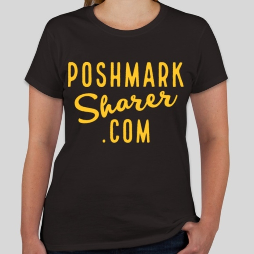 Poshmark Sharer Metallic Gold/Blk T-Shirt NWT